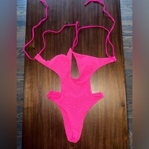 Hot Pink One-Piece Cutout Swimsuit